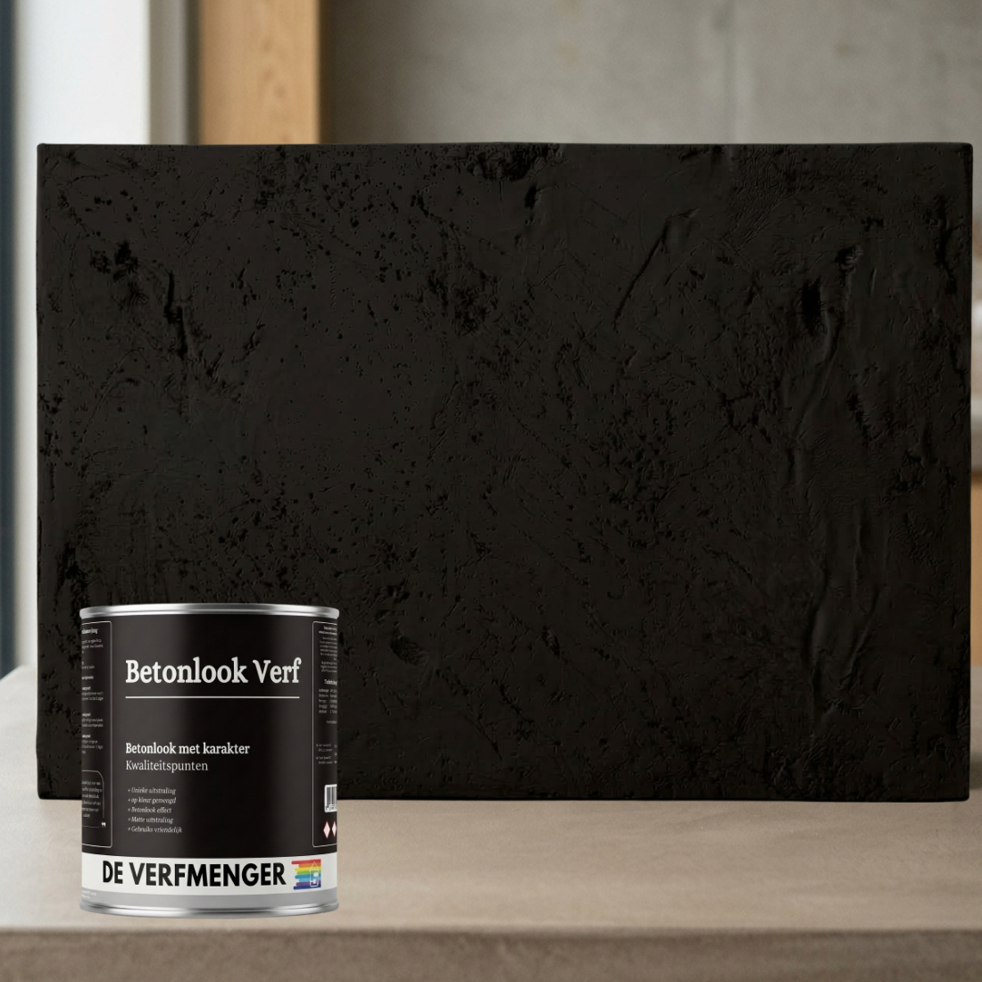 Betonlook Verf Diep Zwart No. 305 - Kleurstaal