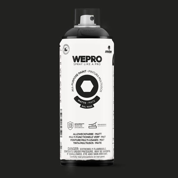 WEPRO ALL-PURPOSE PAINT 400ML MAT RAL 9005 ZWART