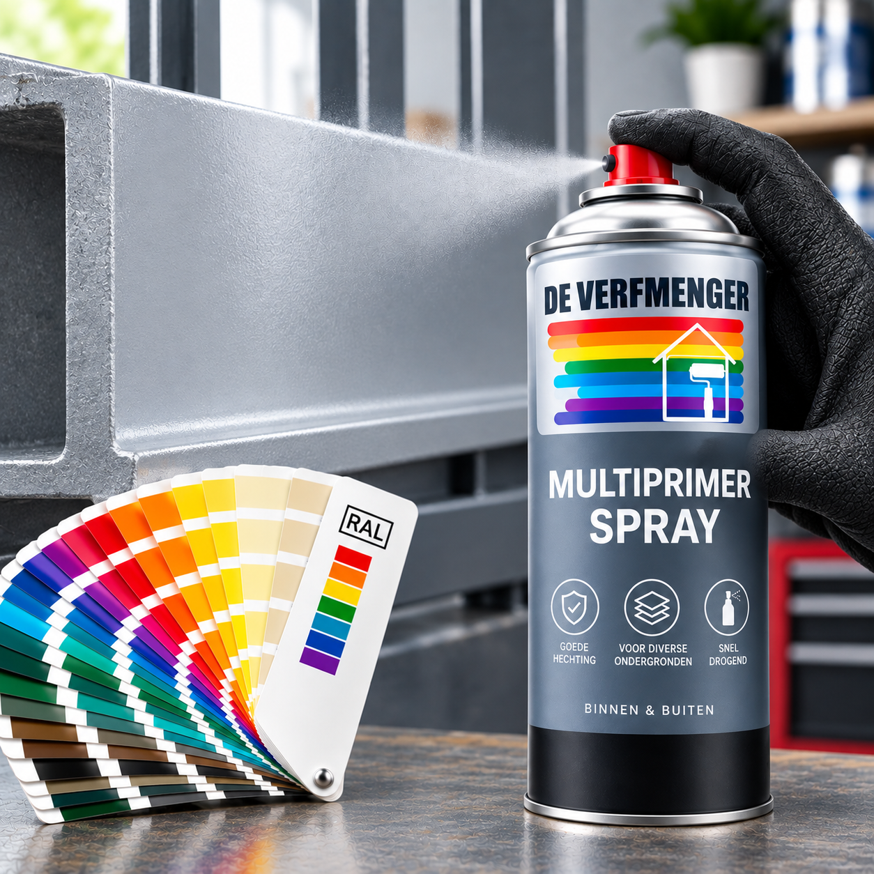 Verfspuitbus Multiprimer op kleur