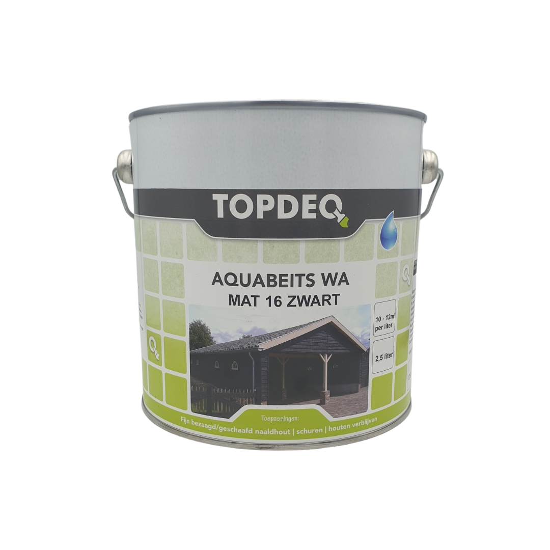 Niveau Aquastain - wit (RAL 9010) - 2.5 liter - zijdemat - watergedragen beits - houtcoat