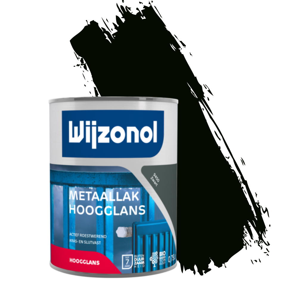 Wijzonol Metaallak Hoogglans 9450 Zwart 750ml