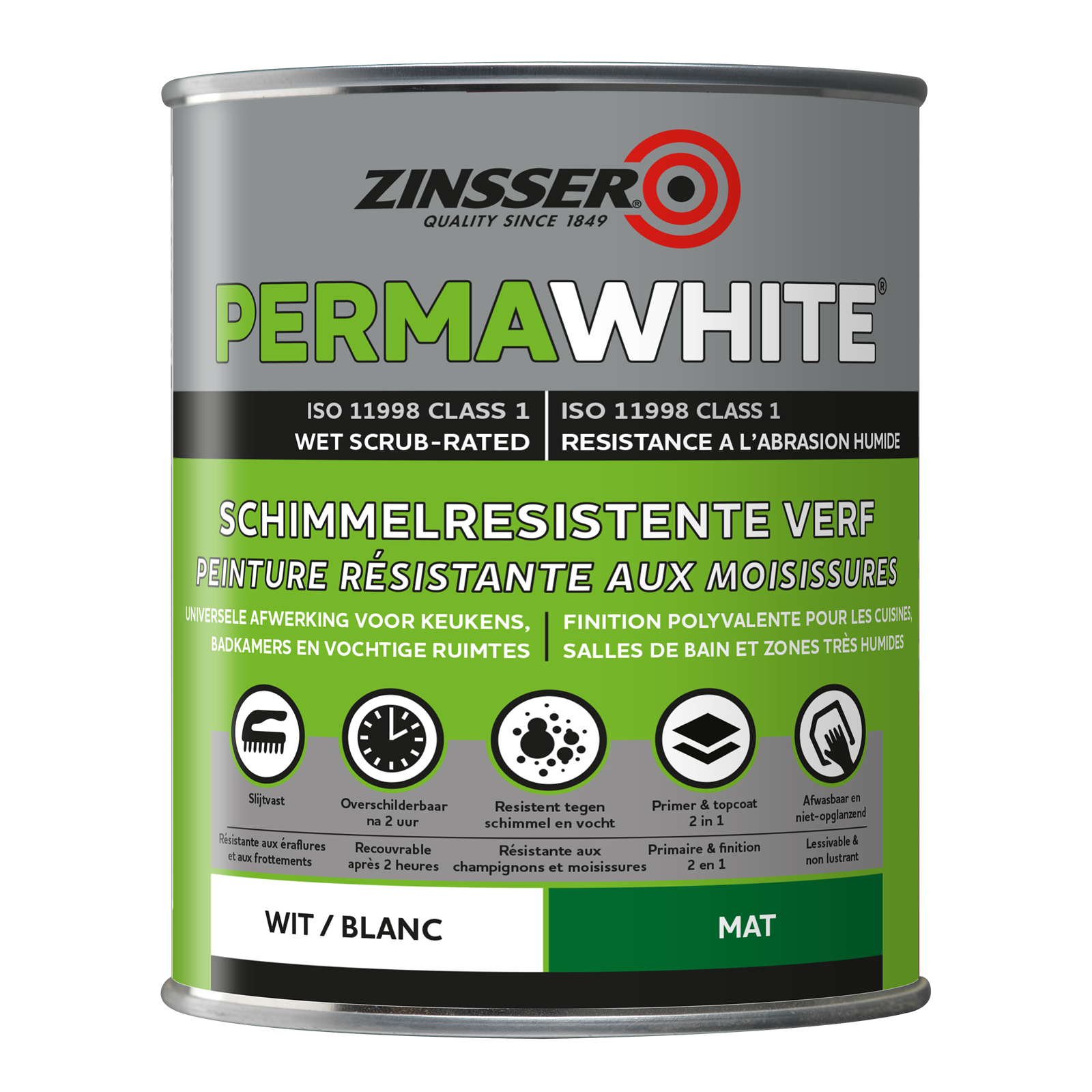 Zinsser Perma-white Badkamermuurverf Schimmelbestendig 25 Liter